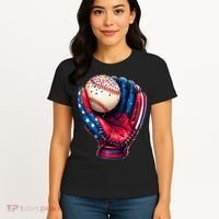 Patriotic Baseball Glove Drip Ice Cream Sprinkles 4th July Women's T-Shirt thumb 4