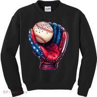 Patriotic Baseball Glove Drip Ice Cream Sprinkles 4th July Kids Sweatshirt thumb 0