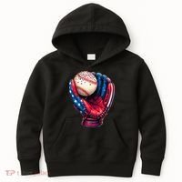 Patriotic Baseball Glove Drip Ice Cream Sprinkles 4th July Kids Hoodie thumb 0