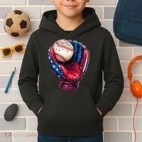 Patriotic Baseball Glove Drip Ice Cream Sprinkles 4th July Kids Hoodie thumb 2