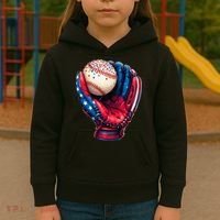 Patriotic Baseball Glove Drip Ice Cream Sprinkles 4th July Kids Hoodie thumb 3