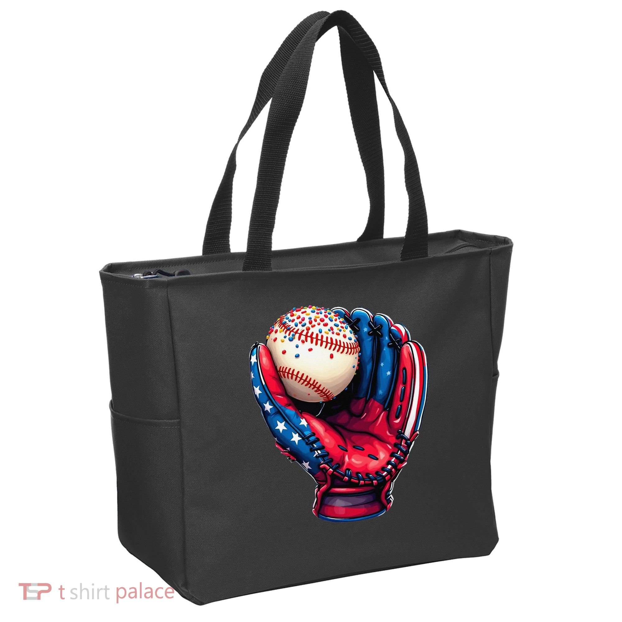 Patriotic Baseball Glove Drip Ice Cream Sprinkles 4th July Tote Bag