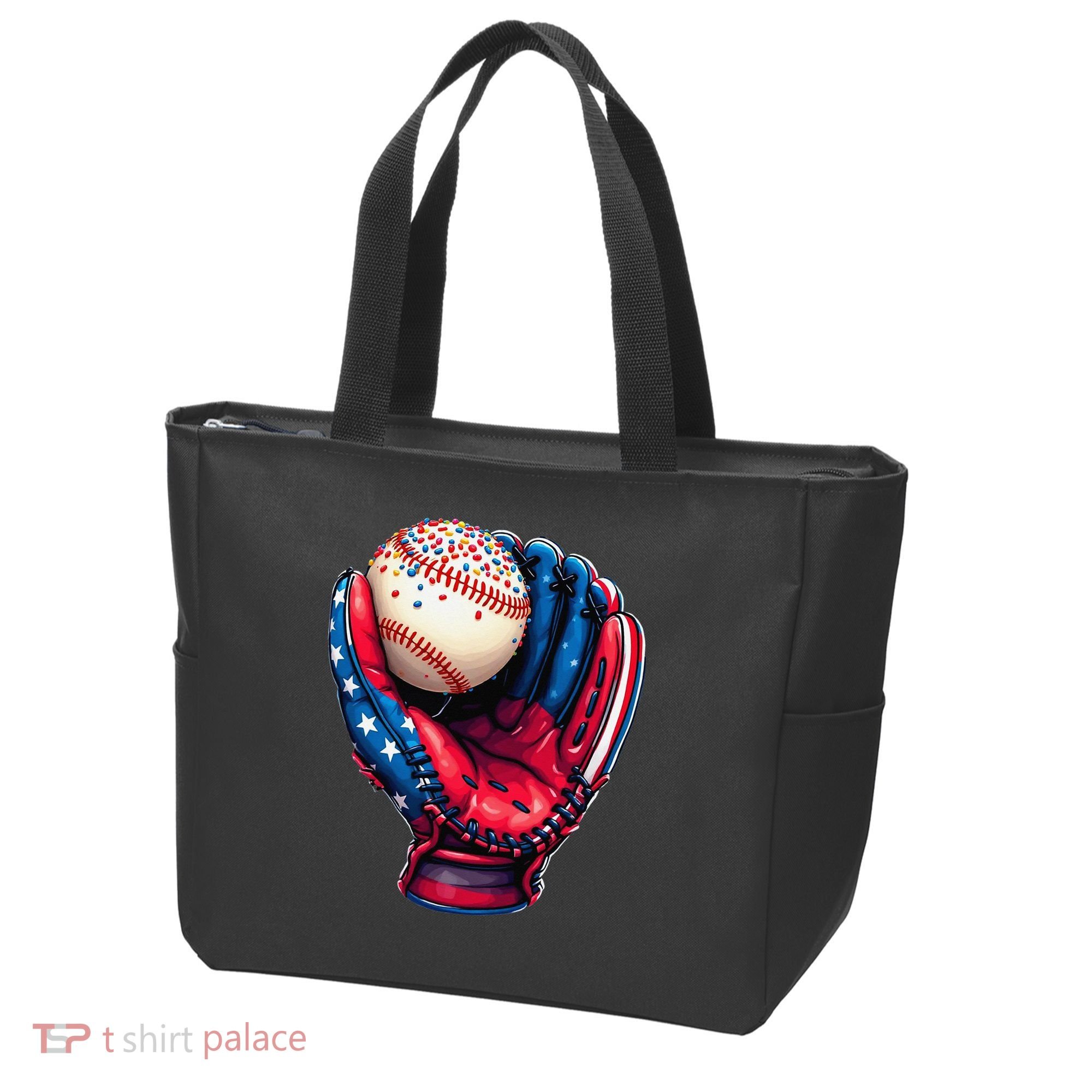 Patriotic Baseball Glove Drip Ice Cream Sprinkles 4th July Tote Bag