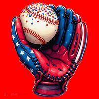Patriotic Baseball Glove Drip Ice Cream Sprinkles 4th July Santa Hat thumb 1