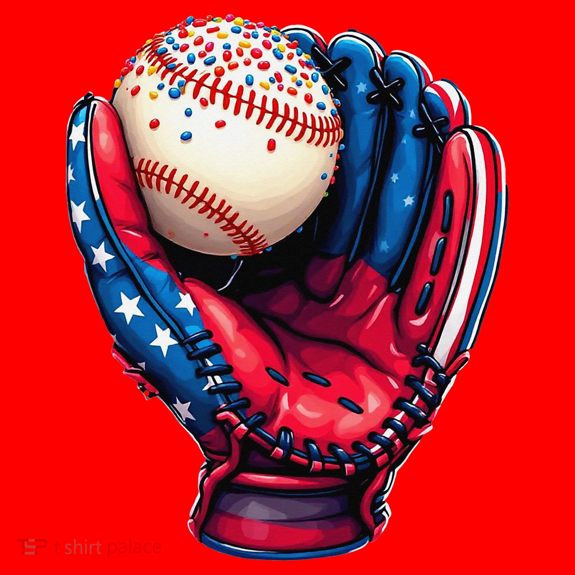 Patriotic Baseball Glove Drip Ice Cream Sprinkles 4th July Santa Hat