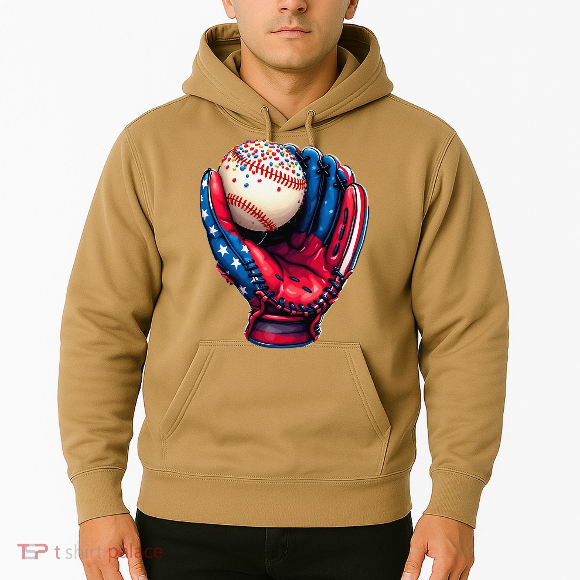 Patriotic Baseball Glove Drip Ice Cream Sprinkles 4th July Hoodie