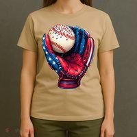 Patriotic Baseball Glove Drip Ice Cream Sprinkles 4th July T-Shirt thumb 4