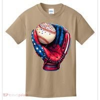 Patriotic Baseball Glove Drip Ice Cream Sprinkles 4th July Kids T-Shirt thumb 0
