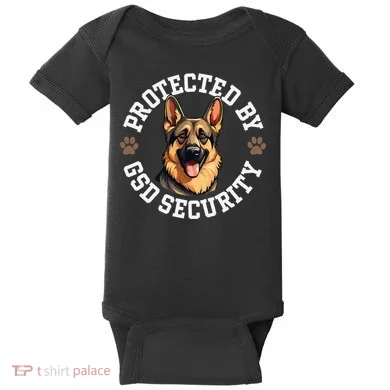 Protected By Gsd Security German Shepherd Dog Baby Bodysuit