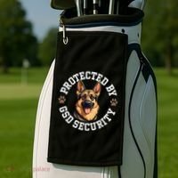 Protected By Gsd Security German Shepherd Dog Golf Towel thumb 2