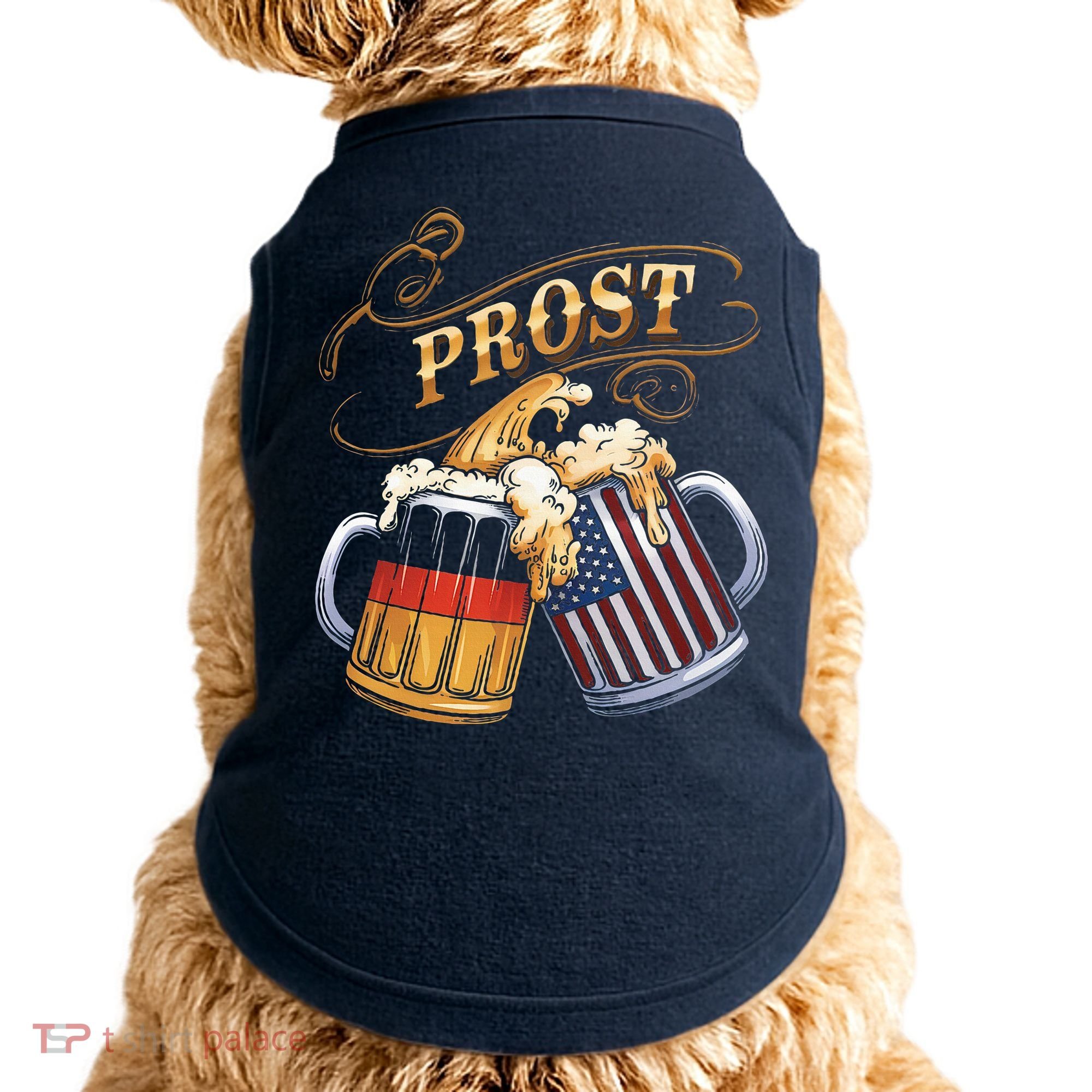 Prost Beer German American Flag Oktoberfest Doggie Tank
