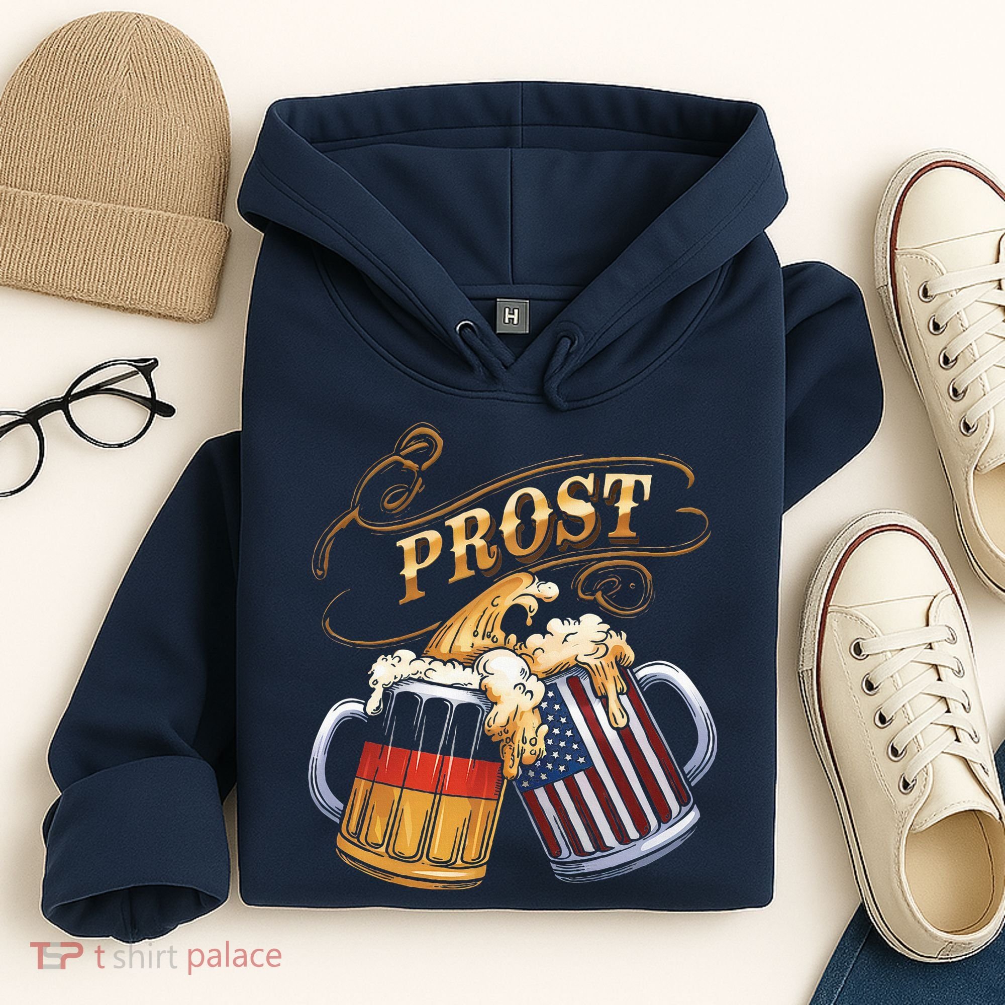 Prost Beer German American Flag Oktoberfest Hoodie