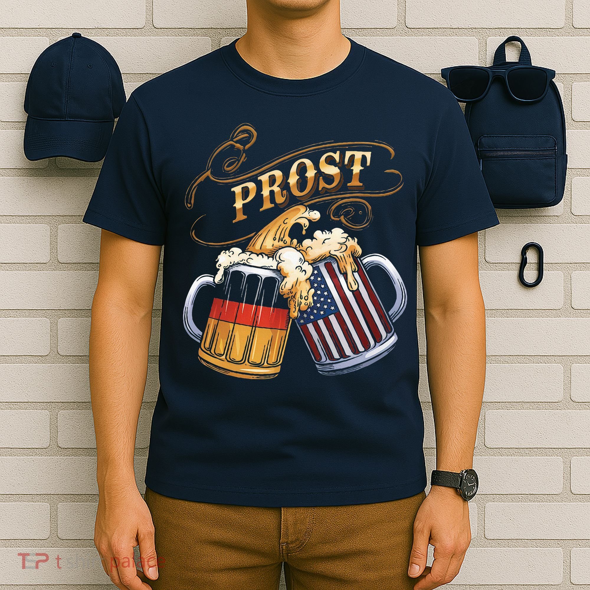 Prost Beer German American Flag Oktoberfest T-Shirt