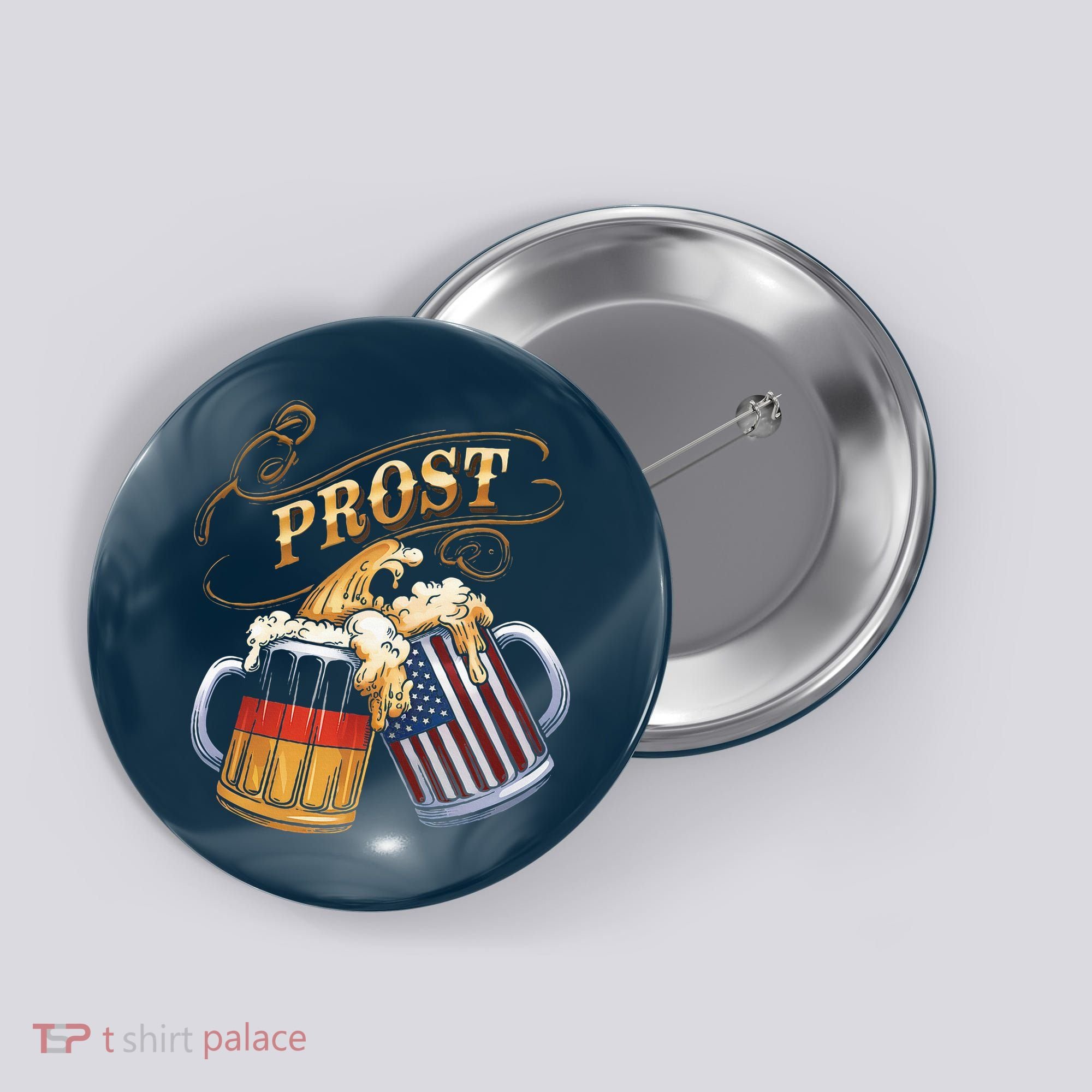 Prost Beer German American Flag Oktoberfest Button