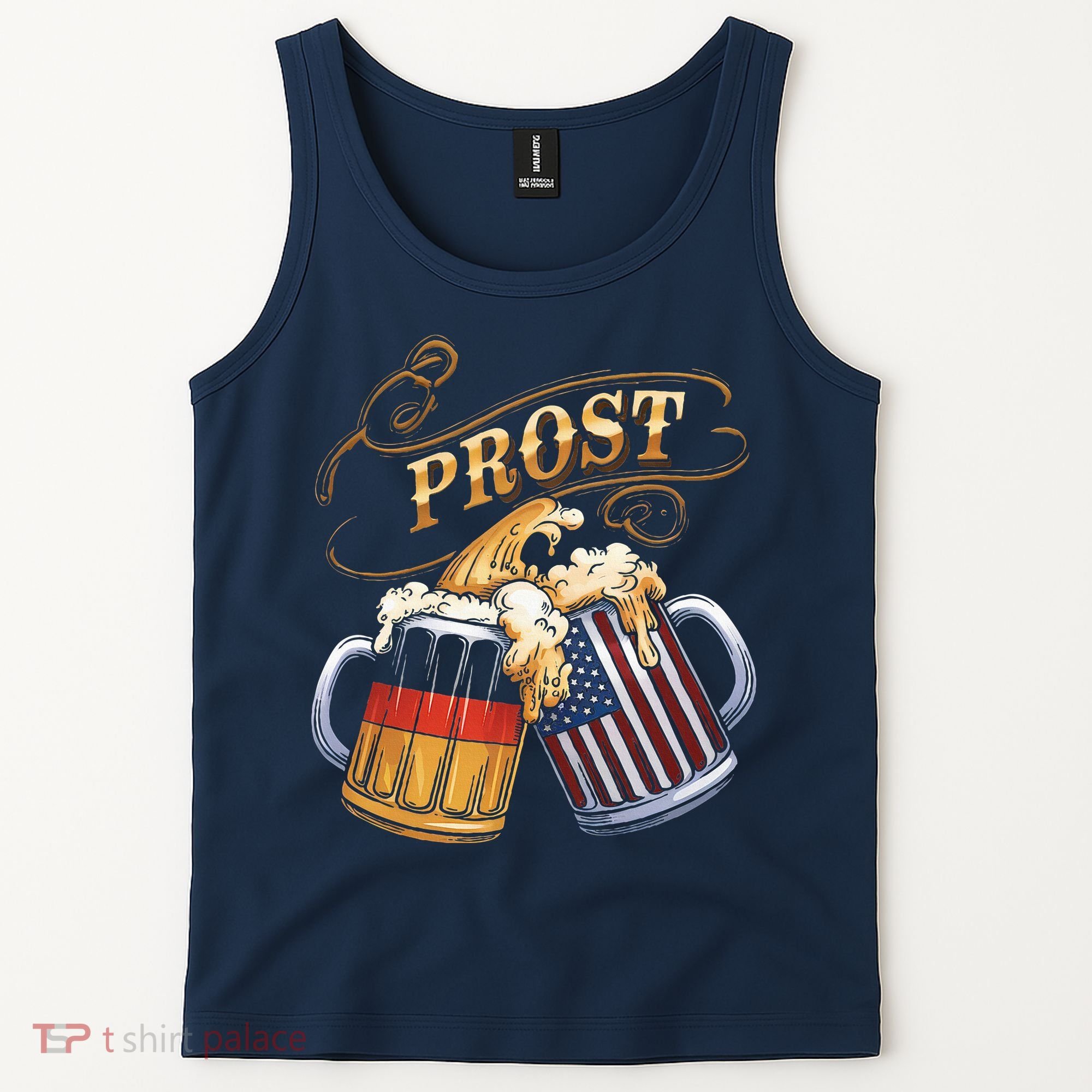 Prost Beer German American Flag Oktoberfest Tank Top