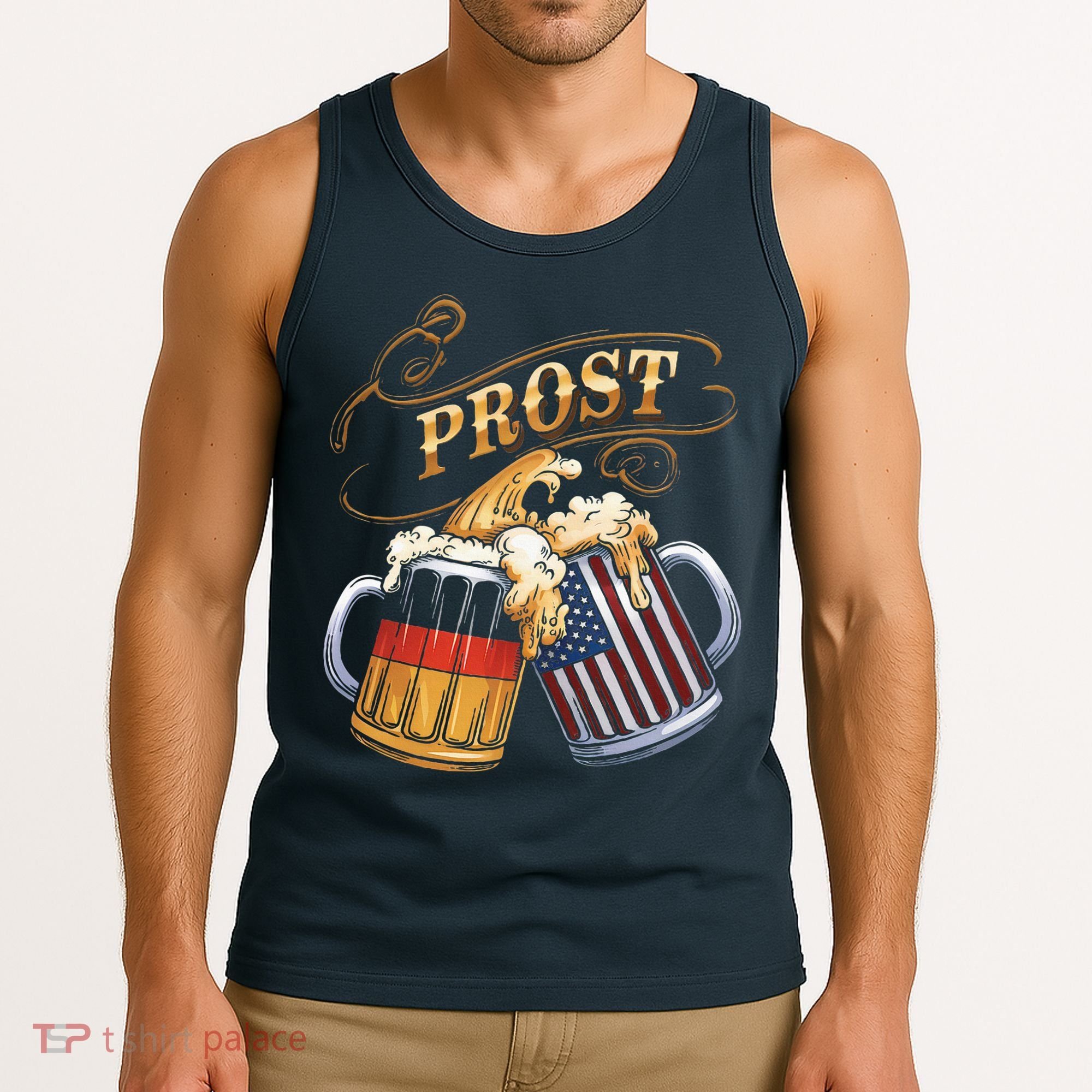 Prost Beer German American Flag Oktoberfest Tank Top