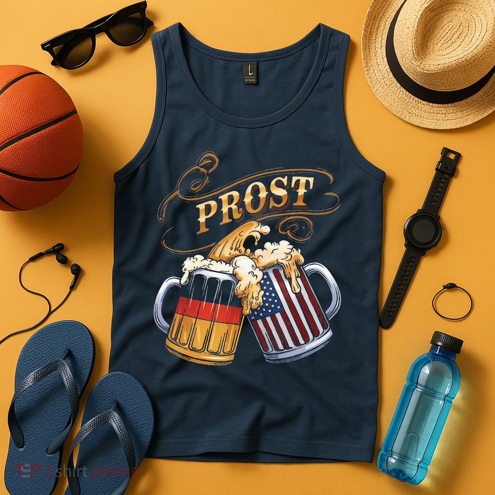 Prost Beer German American Flag Oktoberfest Tank Top