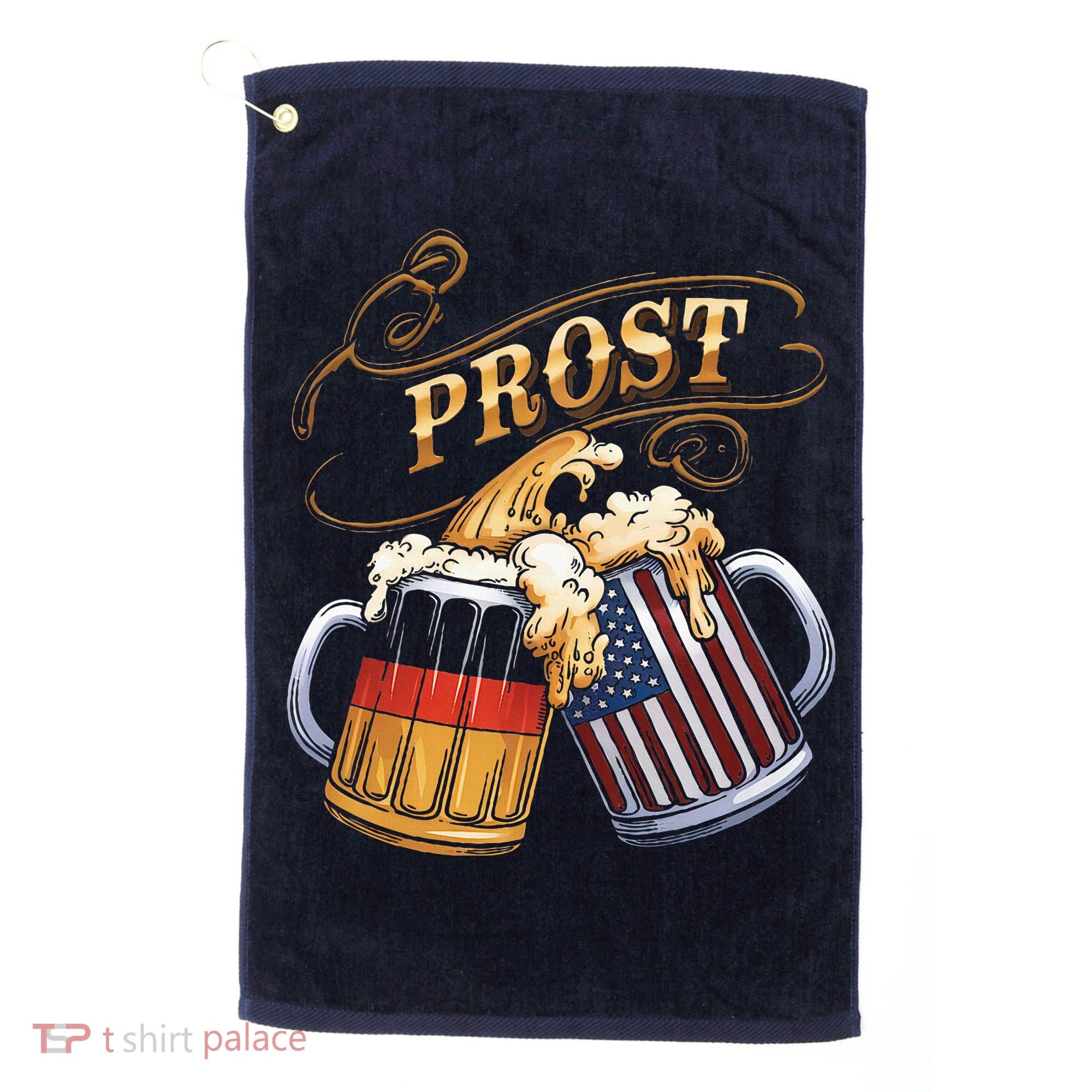 Prost Beer German American Flag Oktoberfest Golf Towel