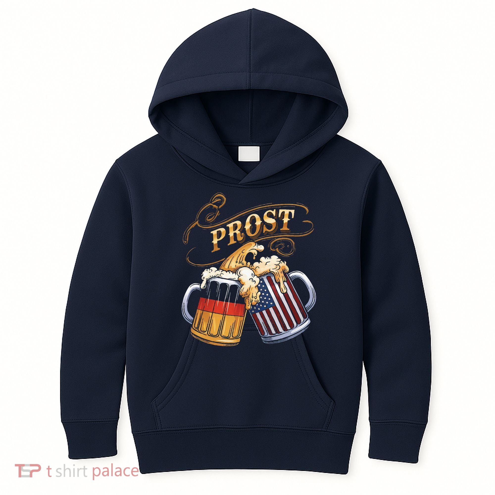 Prost Beer German American Flag Oktoberfest Kids Hoodie