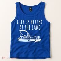 Pontoon Boat Gift Life Is Better At The Lake Tank Top thumb 2