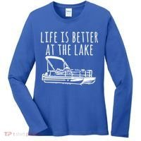 Pontoon Boat Gift Life Is Better At The Lake Women's Long Sleeve Shirt thumb 0