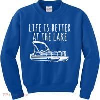 Pontoon Boat Gift Life Is Better At The Lake Kids Sweatshirt thumb 0