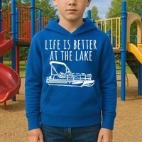 Pontoon Boat Gift Life Is Better At The Lake Kids Hoodie thumb 2