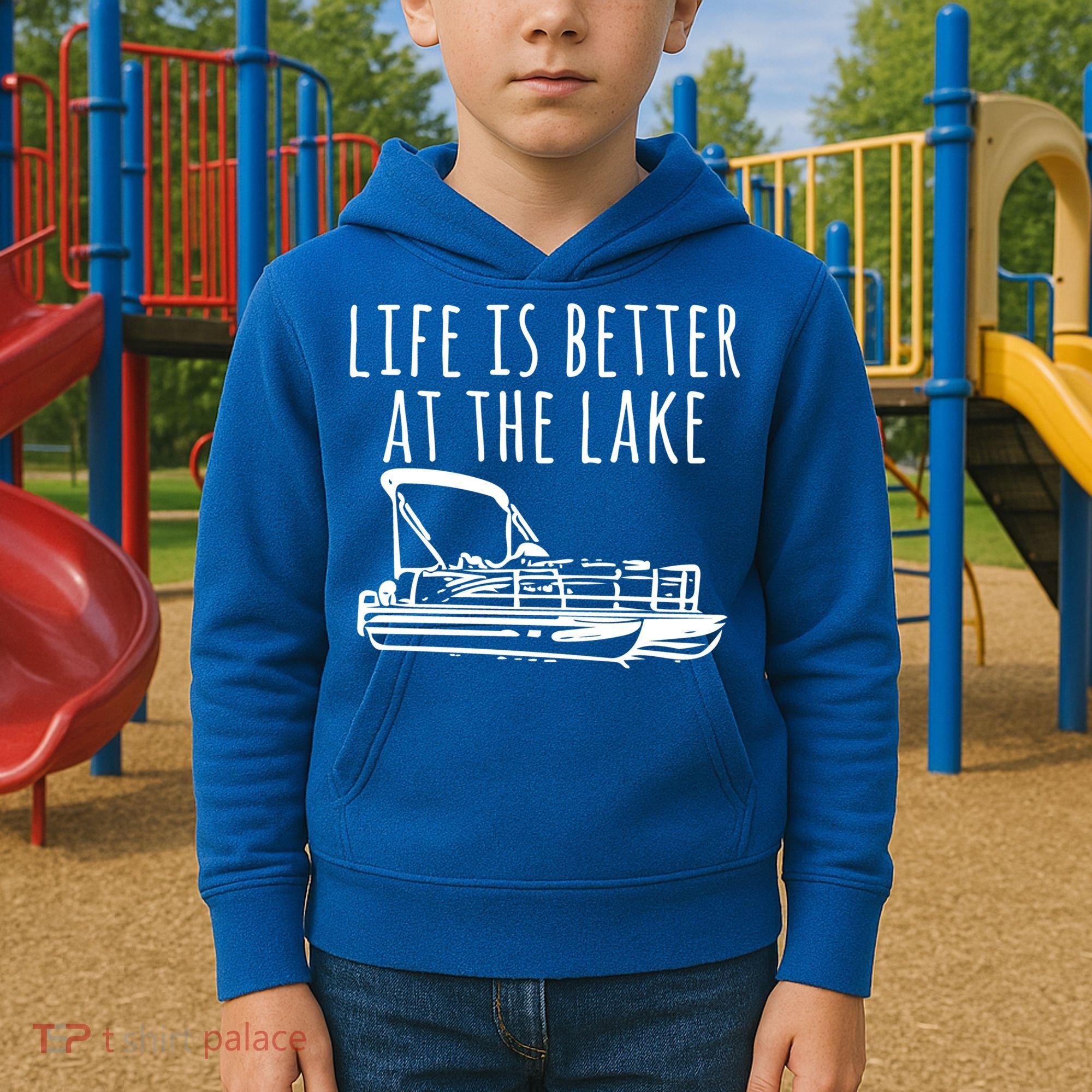 Pontoon Boat Gift Life Is Better At The Lake Kids Hoodie