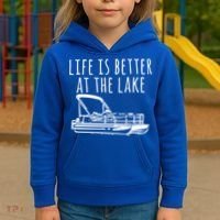 Pontoon Boat Gift Life Is Better At The Lake Kids Hoodie thumb 3