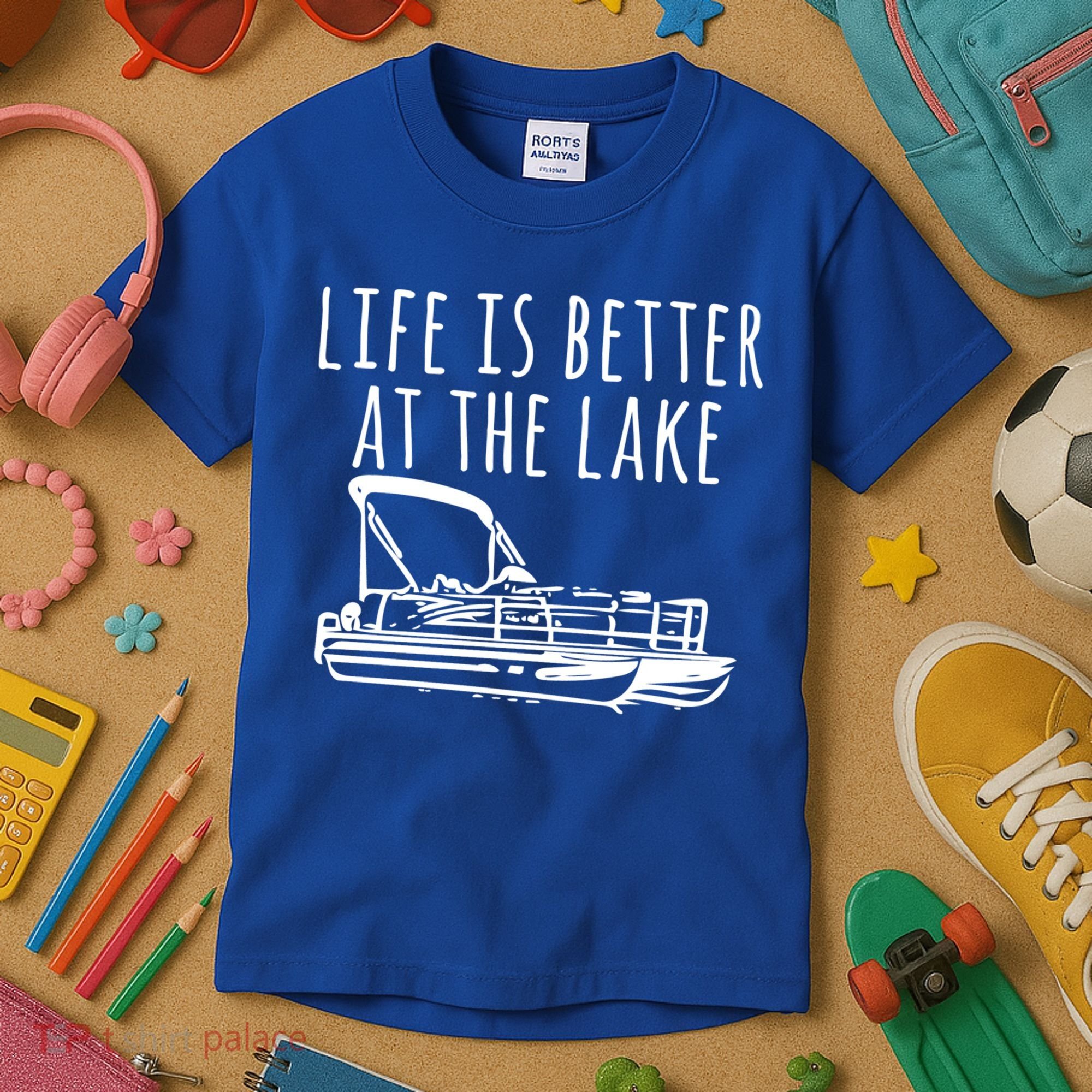 Pontoon Boat Gift Life Is Better At The Lake Kids T-Shirt