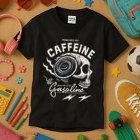 Powered By Gasoline And Caffeine Kids T-Shirt thumb 3