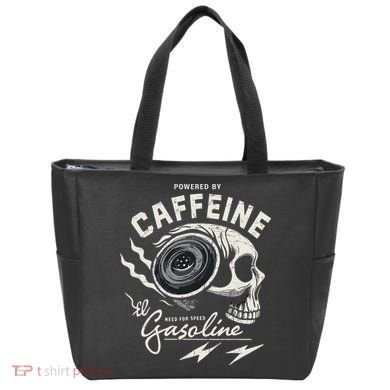Powered By Gasoline And Caffeine Tote Bag