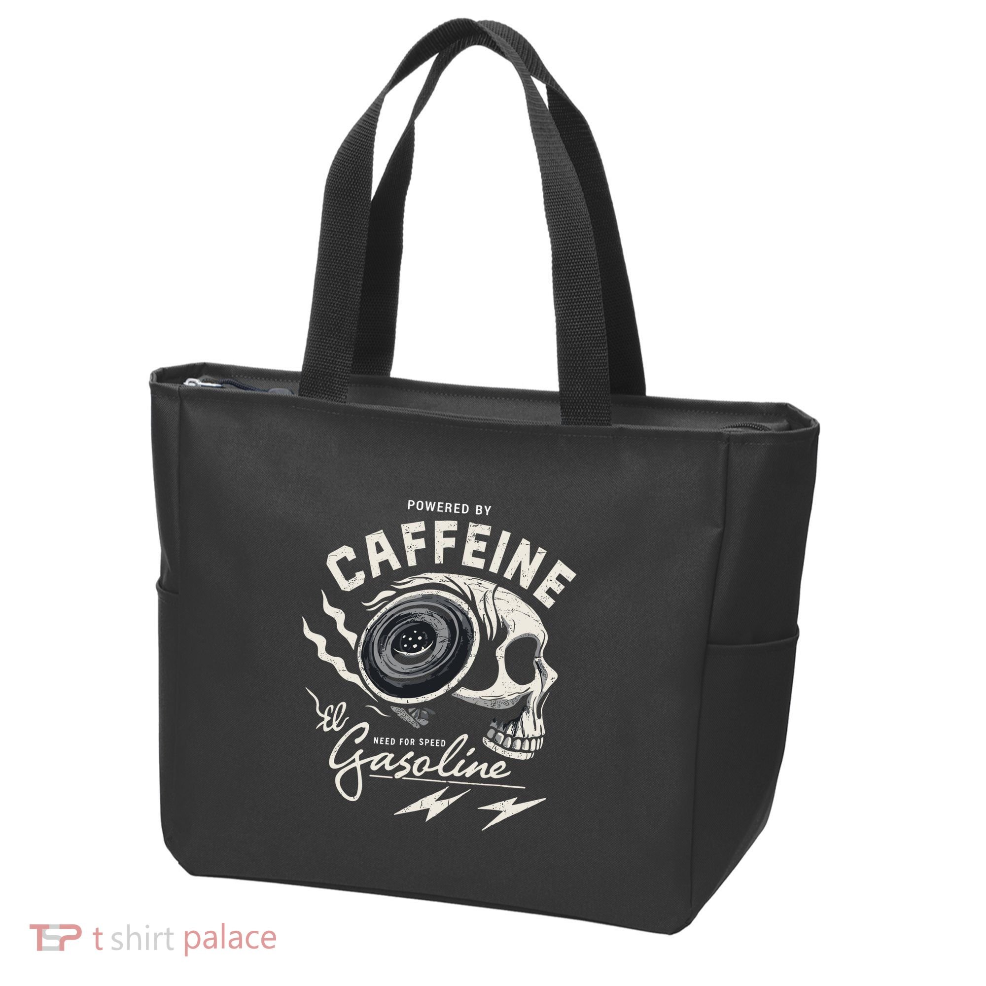 Powered By Gasoline And Caffeine Tote Bag