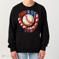 Patriotic Baseball Glove Drip Ice Cream Sprinkles 4th July Women's Sweatshirt thumb 0