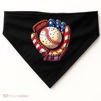 Patriotic Baseball Glove Drip Ice Cream Sprinkles 4th July USA-Made Doggie Bandana thumb 0