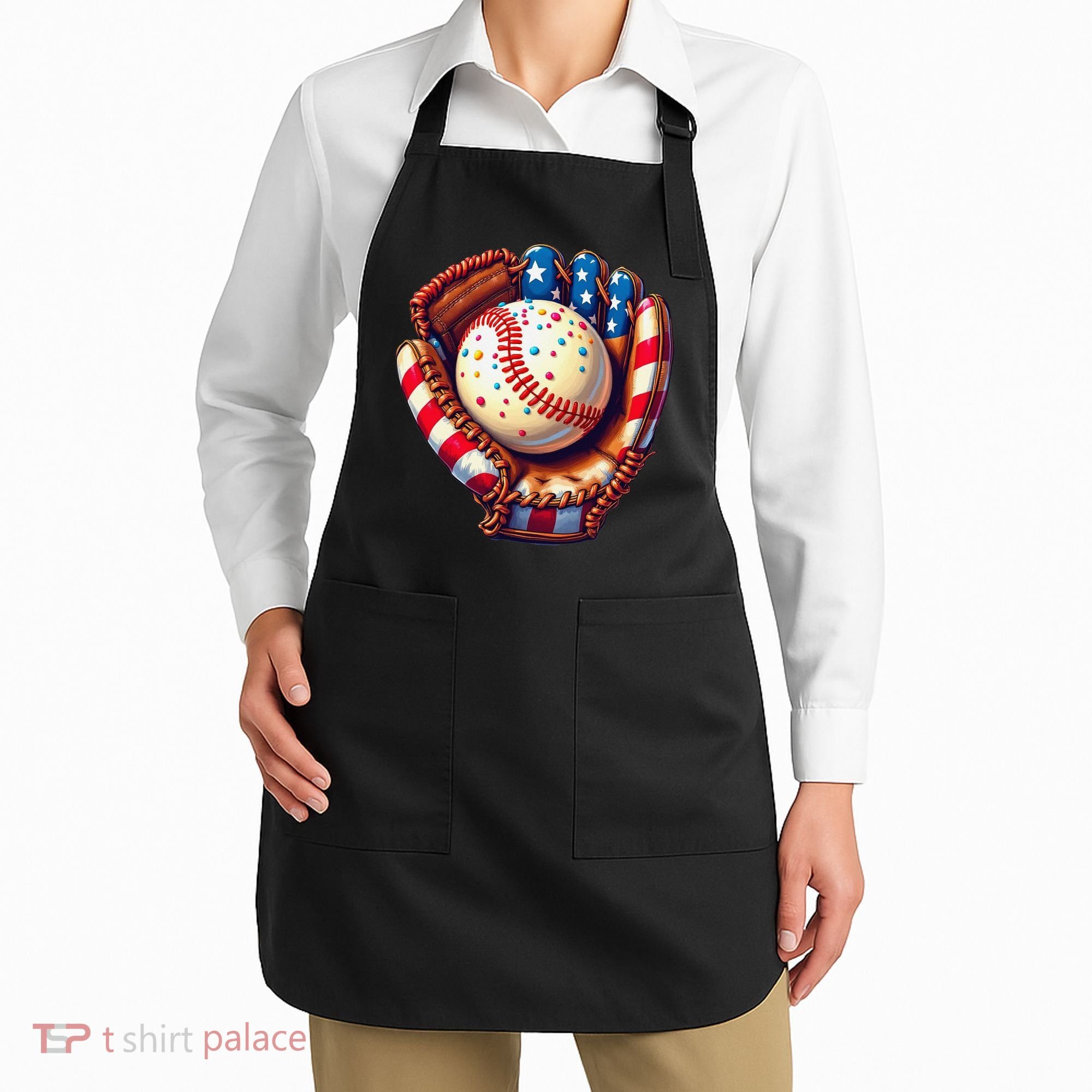 Patriotic Baseball Glove Drip Ice Cream Sprinkles 4th July Apron