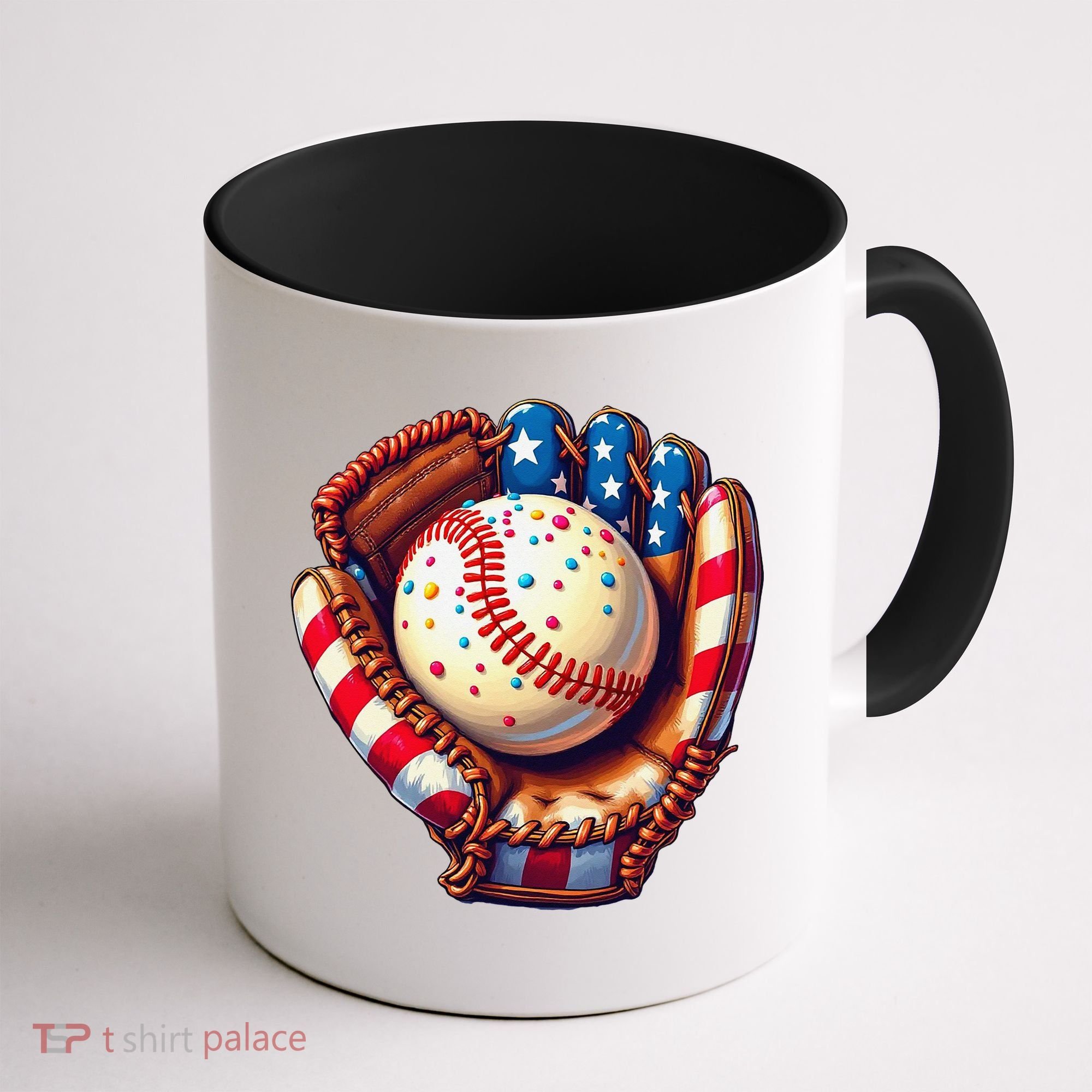 Patriotic Baseball Glove Drip Ice Cream Sprinkles 4th July Coffee Mug