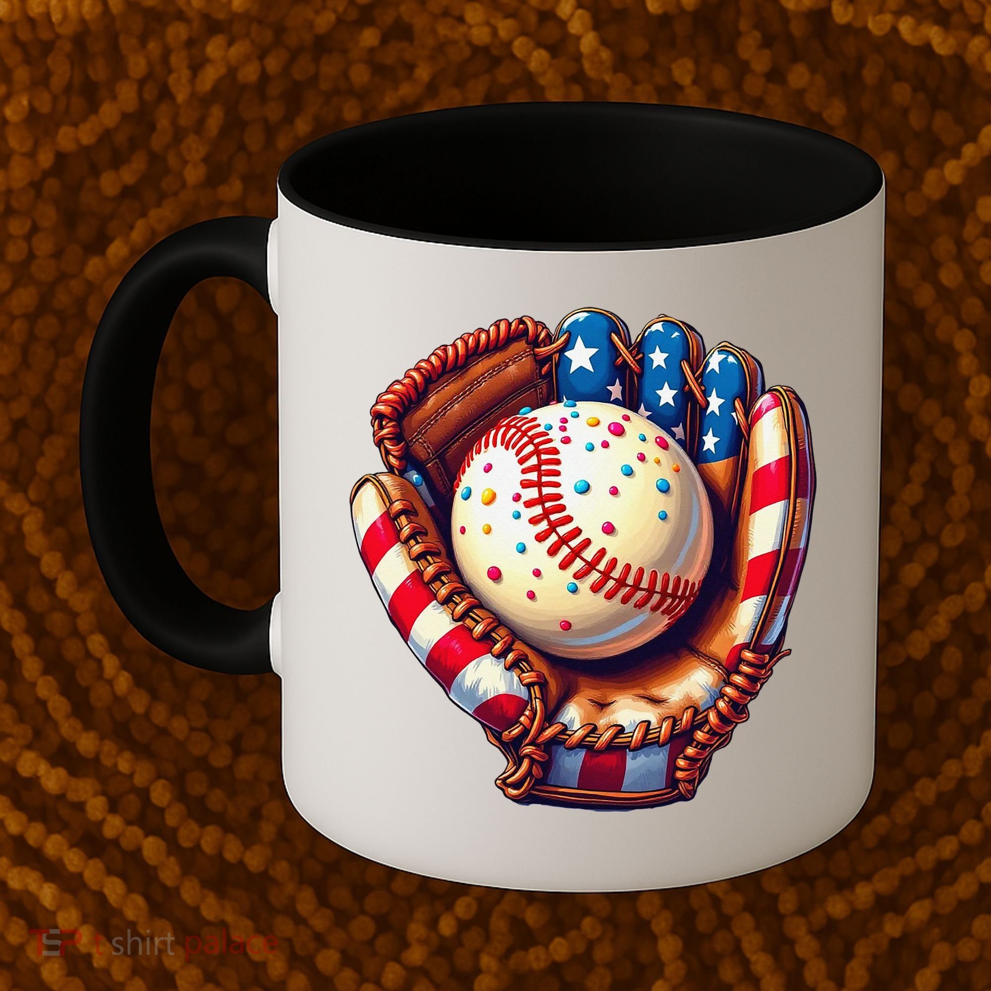 Patriotic Baseball Glove Drip Ice Cream Sprinkles 4th July Coffee Mug