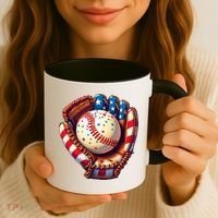 Patriotic Baseball Glove Drip Ice Cream Sprinkles 4th July Coffee Mug thumb 3