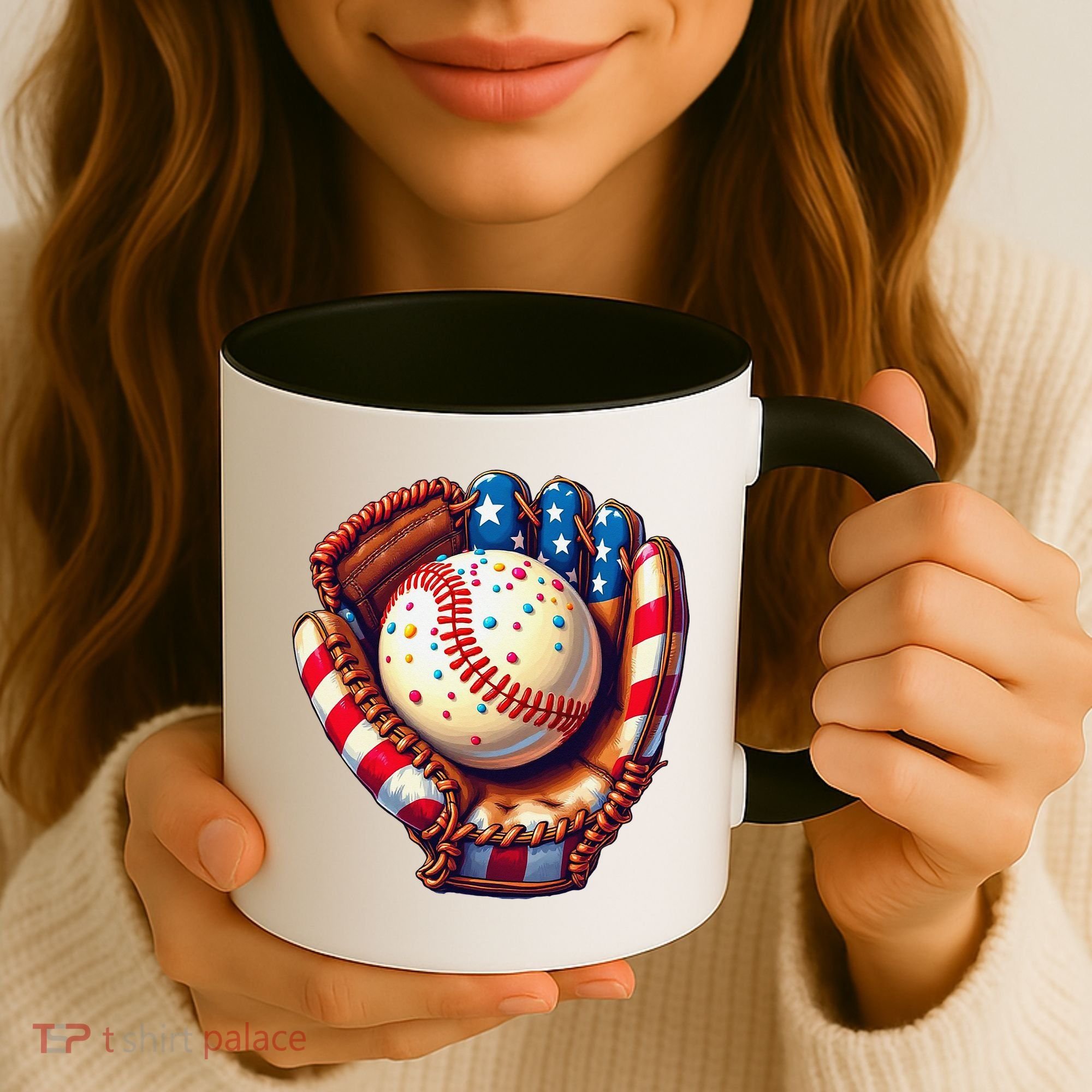 Patriotic Baseball Glove Drip Ice Cream Sprinkles 4th July Coffee Mug