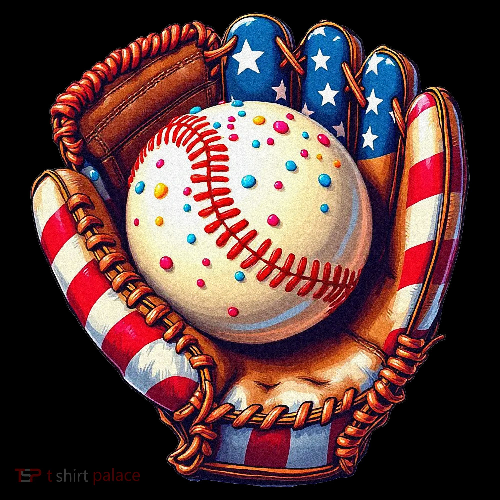 Patriotic Baseball Glove Drip Ice Cream Sprinkles 4th July Coffee Mug