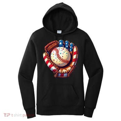 Patriotic Baseball Glove Drip Ice Cream Sprinkles 4th July Women's Hoodie