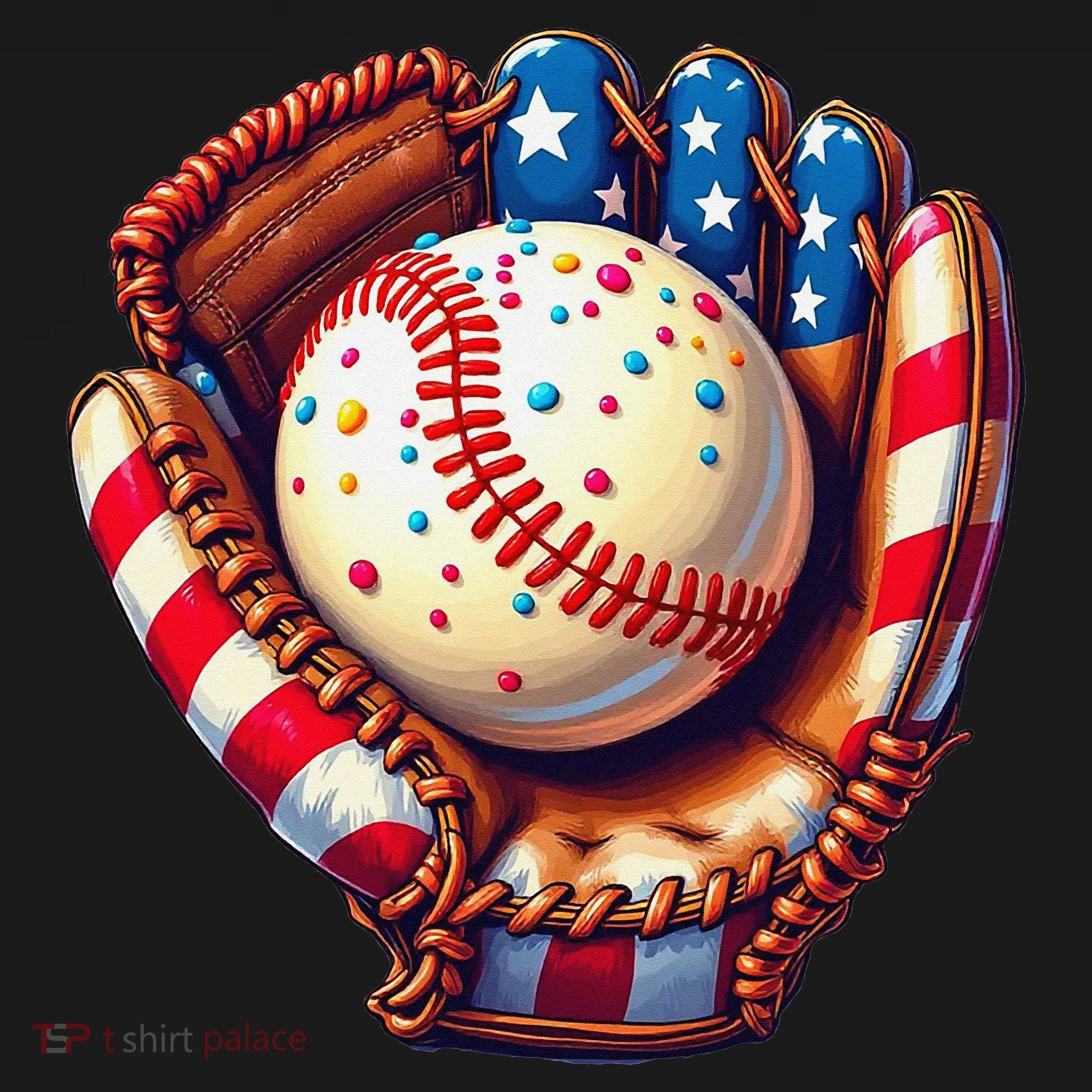 Patriotic Baseball Glove Drip Ice Cream Sprinkles 4th July Women's Hoodie