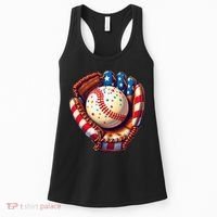 Patriotic Baseball Glove Drip Ice Cream Sprinkles 4th July Women's Tank Top thumb 0