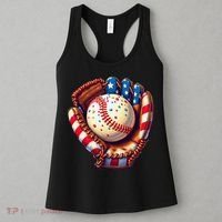 Patriotic Baseball Glove Drip Ice Cream Sprinkles 4th July Women's Tank Top thumb 3