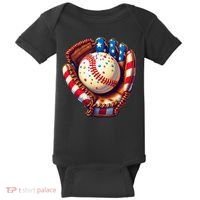 Patriotic Baseball Glove Drip Ice Cream Sprinkles 4th July Baby Bodysuit thumb 0