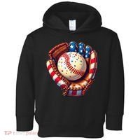 Patriotic Baseball Glove Drip Ice Cream Sprinkles 4th July Toddler Hoodie thumb 0