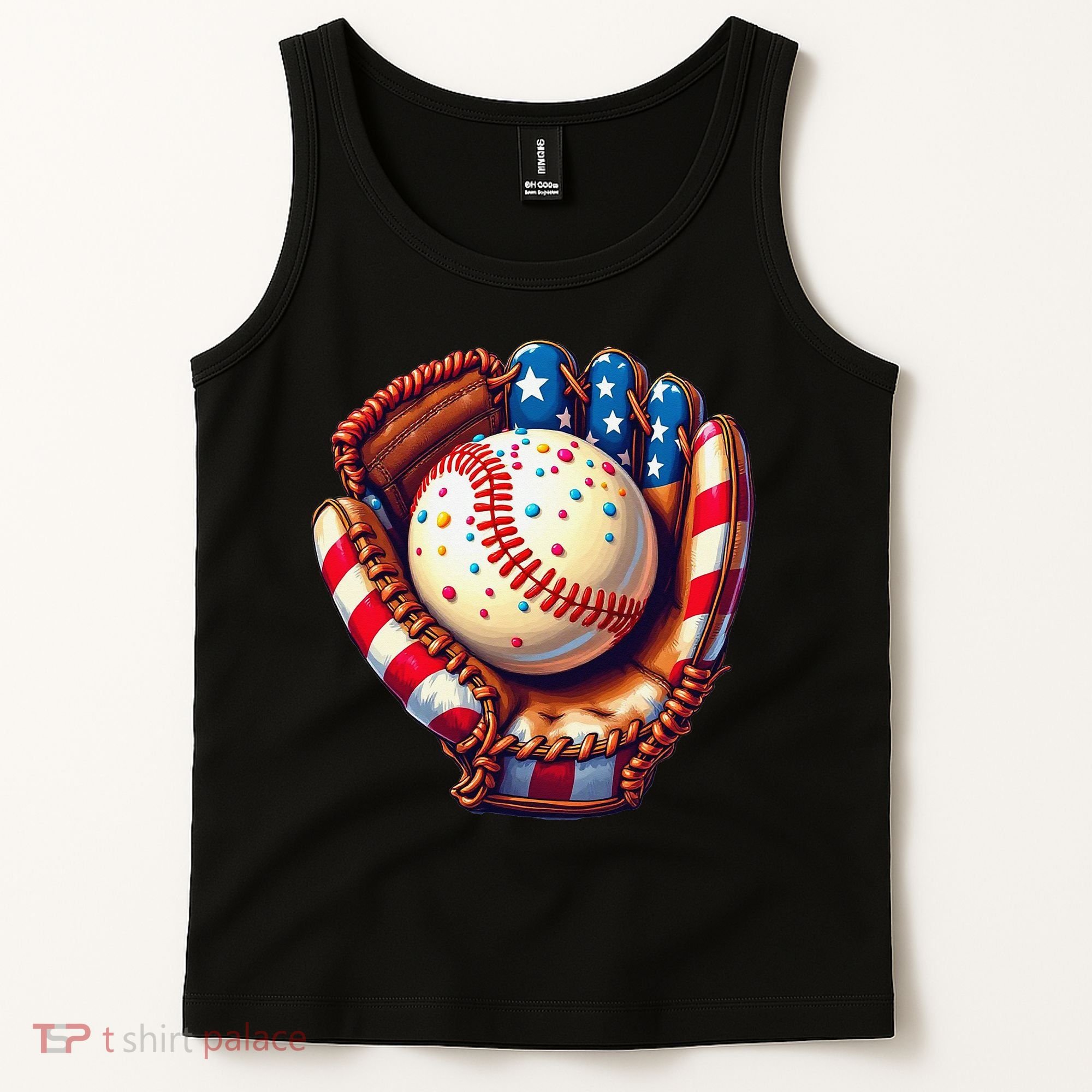 Patriotic Baseball Glove Drip Ice Cream Sprinkles 4th July Tank Top