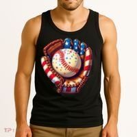 Patriotic Baseball Glove Drip Ice Cream Sprinkles 4th July Tank Top thumb 3
