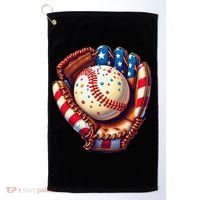 Patriotic Baseball Glove Drip Ice Cream Sprinkles 4th July Golf Towel thumb 0